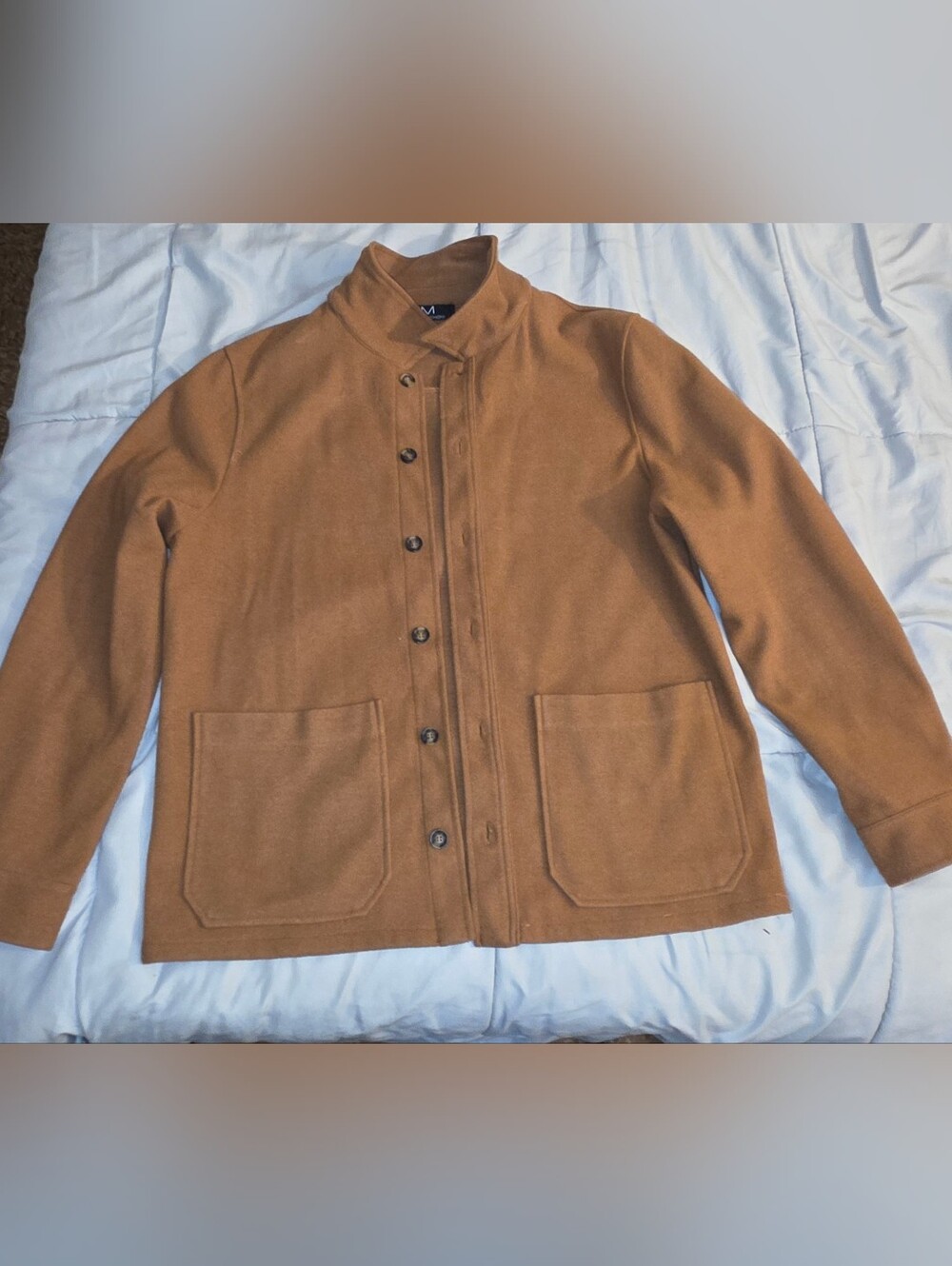 Men's Stylish Light Brown Button-Front Shirt Jacket